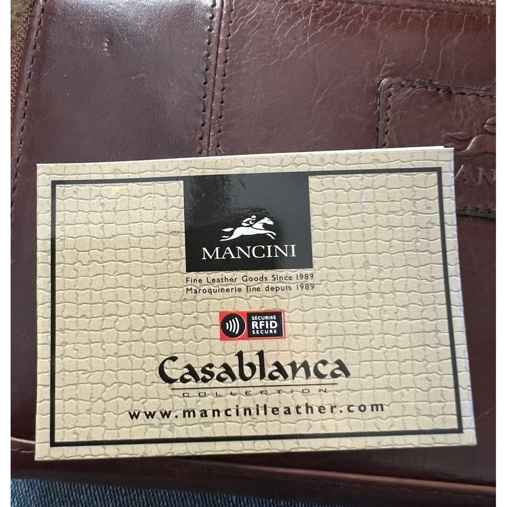 Mancini Women's Casablanca Collection Rfid‎ Secure Clutch Wallet Brown Nickel